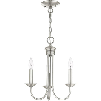 Nickel Three Light Metal Dimmable Chandelier With Shades HomeRoots