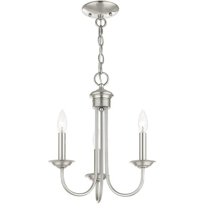 Nickel Three Light Metal Dimmable Chandelier With Shades HomeRoots