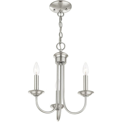 Nickel Three Light Metal Dimmable Chandelier With Shades HomeRoots
