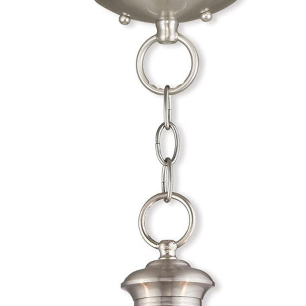 Nickel Three Light Metal Dimmable Chandelier With Shades HomeRoots