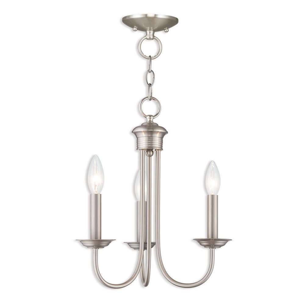 Nickel Three Light Metal Dimmable Chandelier With Shades HomeRoots