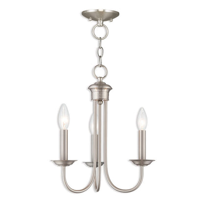 Nickel Three Light Metal Dimmable Chandelier With Shades HomeRoots