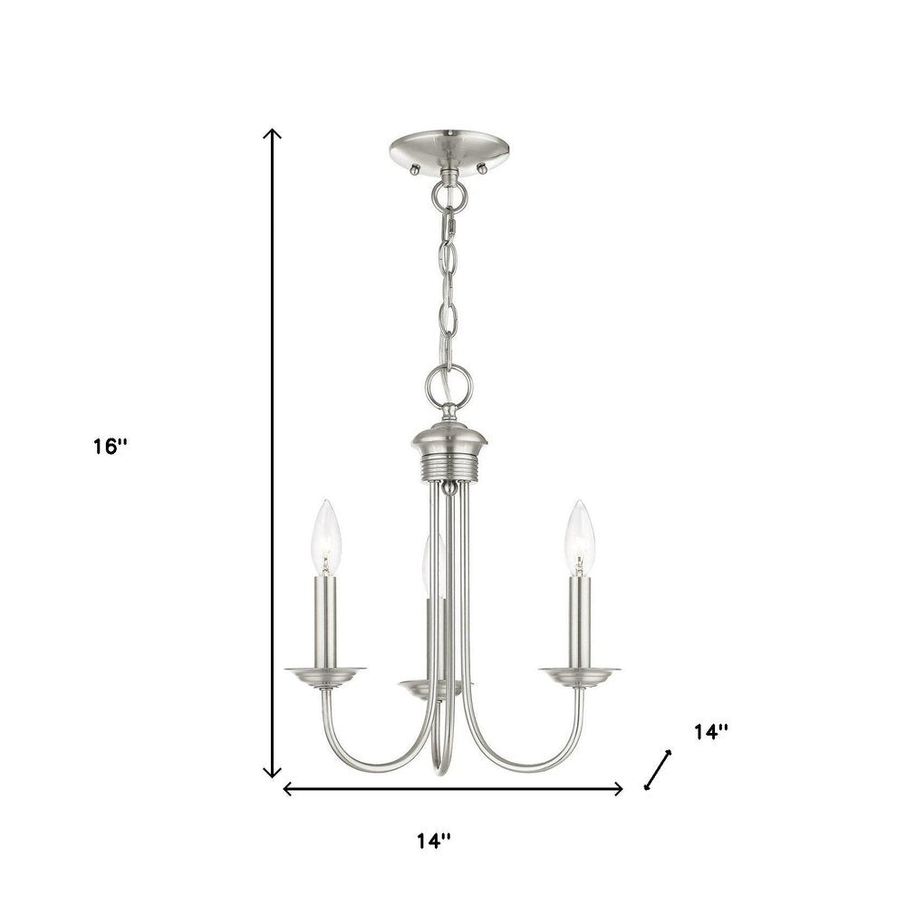 Nickel Three Light Metal Dimmable Chandelier With Shades HomeRoots