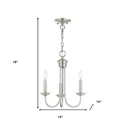 Nickel Three Light Metal Dimmable Chandelier With Shades HomeRoots
