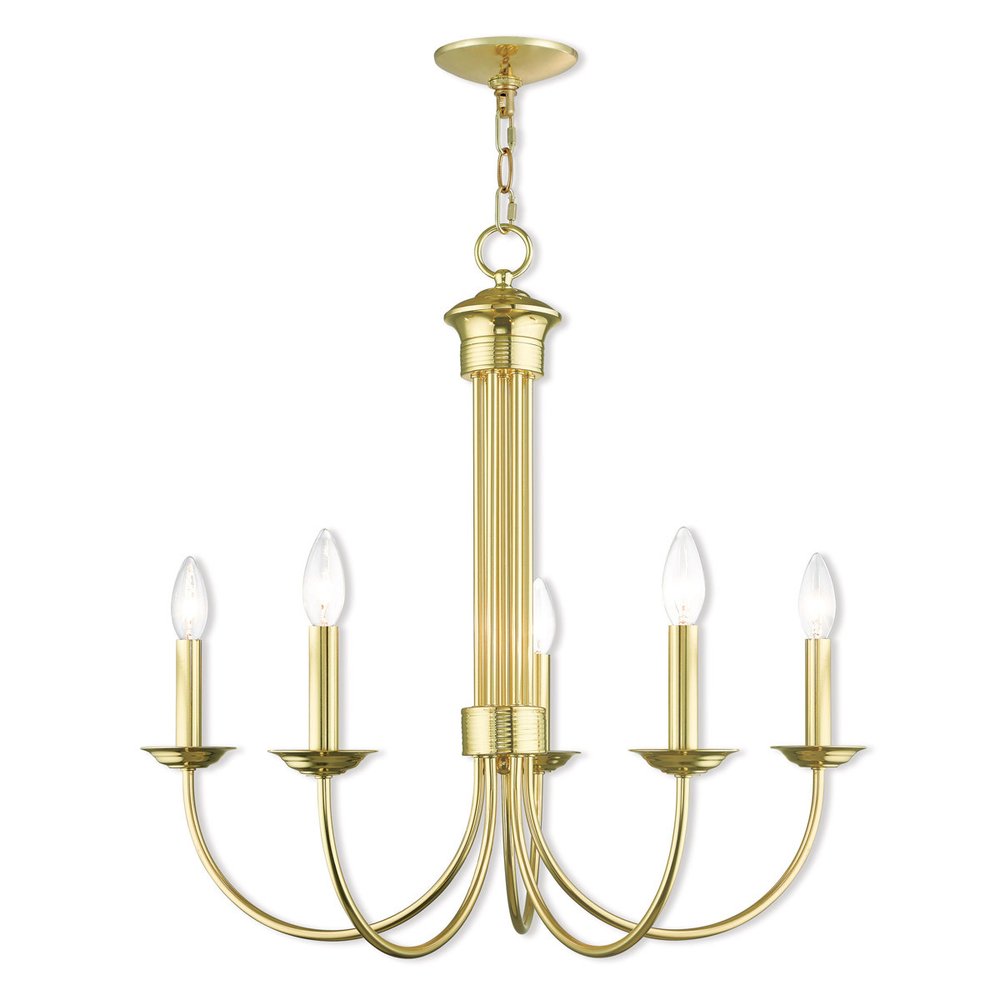 Brass Five Light Metal Dimmable Chandelier With Shades HomeRoots