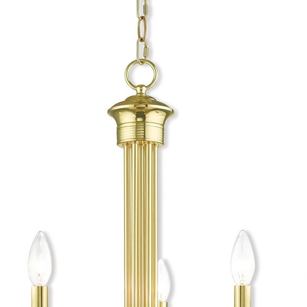 Brass Five Light Metal Dimmable Chandelier With Shades HomeRoots