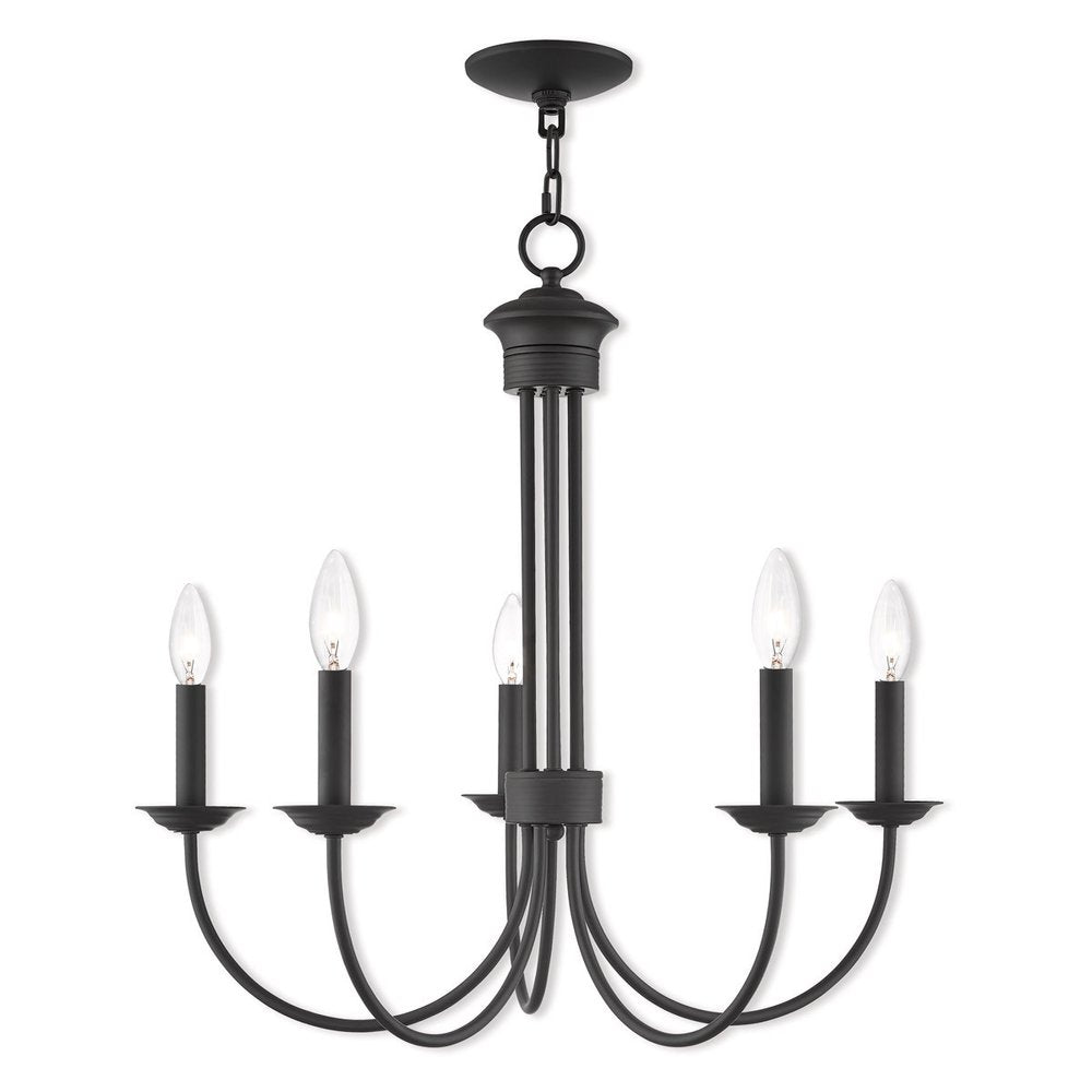 Bronze Five Light Metal Dimmable Chandelier With Shades HomeRoots