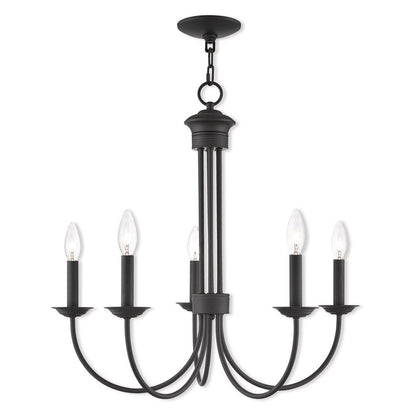 Bronze Five Light Metal Dimmable Chandelier With Shades HomeRoots
