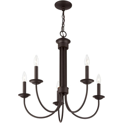 Bronze Five Light Metal Dimmable Chandelier With Shades HomeRoots