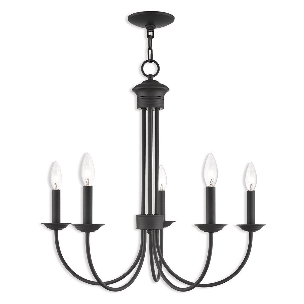 Bronze Five Light Metal Dimmable Chandelier With Shades HomeRoots