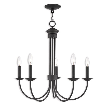 Bronze Five Light Metal Dimmable Chandelier With Shades HomeRoots