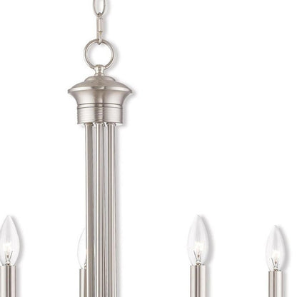 Nickel Five Light Metal Dimmable Chandelier With Shades HomeRoots