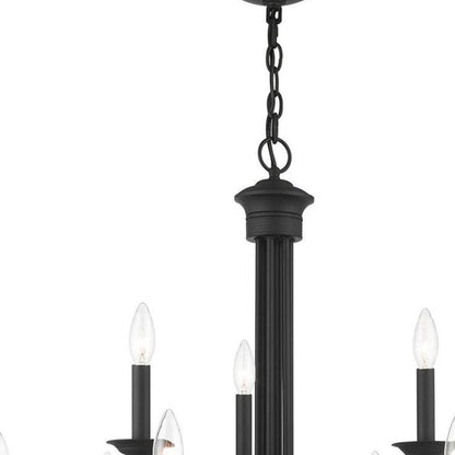 Black Nine Light Metal Dimmable Chandelier With Shades HomeRoots
