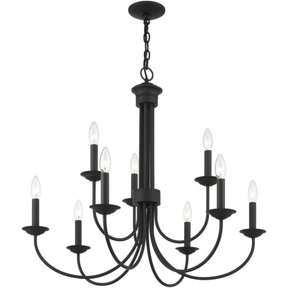 Black Nine Light Metal Dimmable Chandelier With Shades HomeRoots