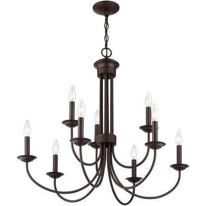 Bronze Nine Light Metal Dimmable Chandelier With Shades HomeRoots