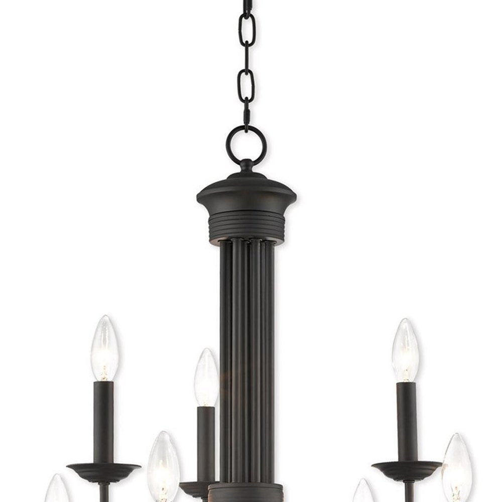 Bronze Nine Light Metal Dimmable Chandelier With Shades HomeRoots