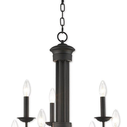 Bronze Nine Light Metal Dimmable Chandelier With Shades HomeRoots