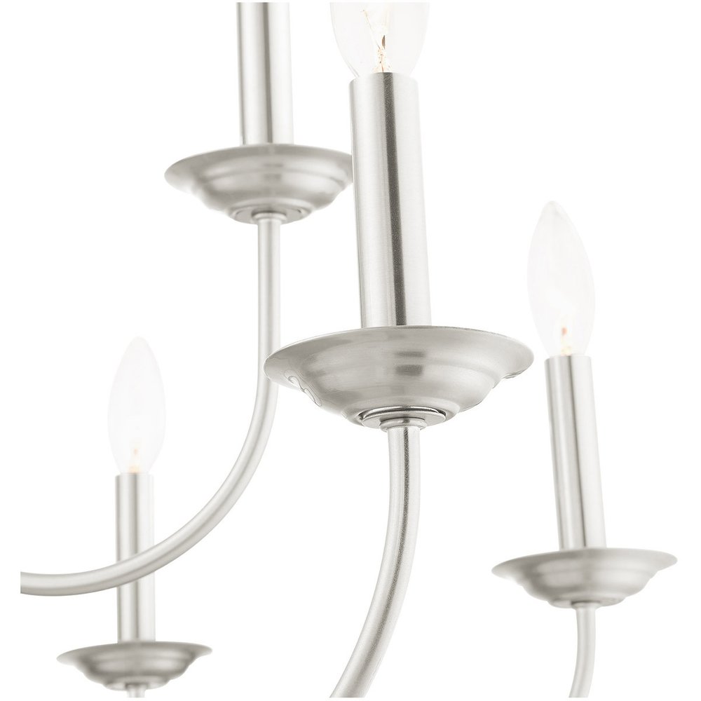 Nickel Nine Light Metal Dimmable Chandelier With Shades HomeRoots