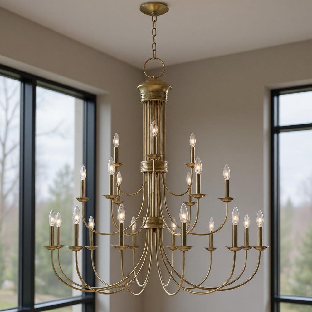 Antiqued Brass Multi Light Metal Dimmable Chandelier With Shades HomeRoots