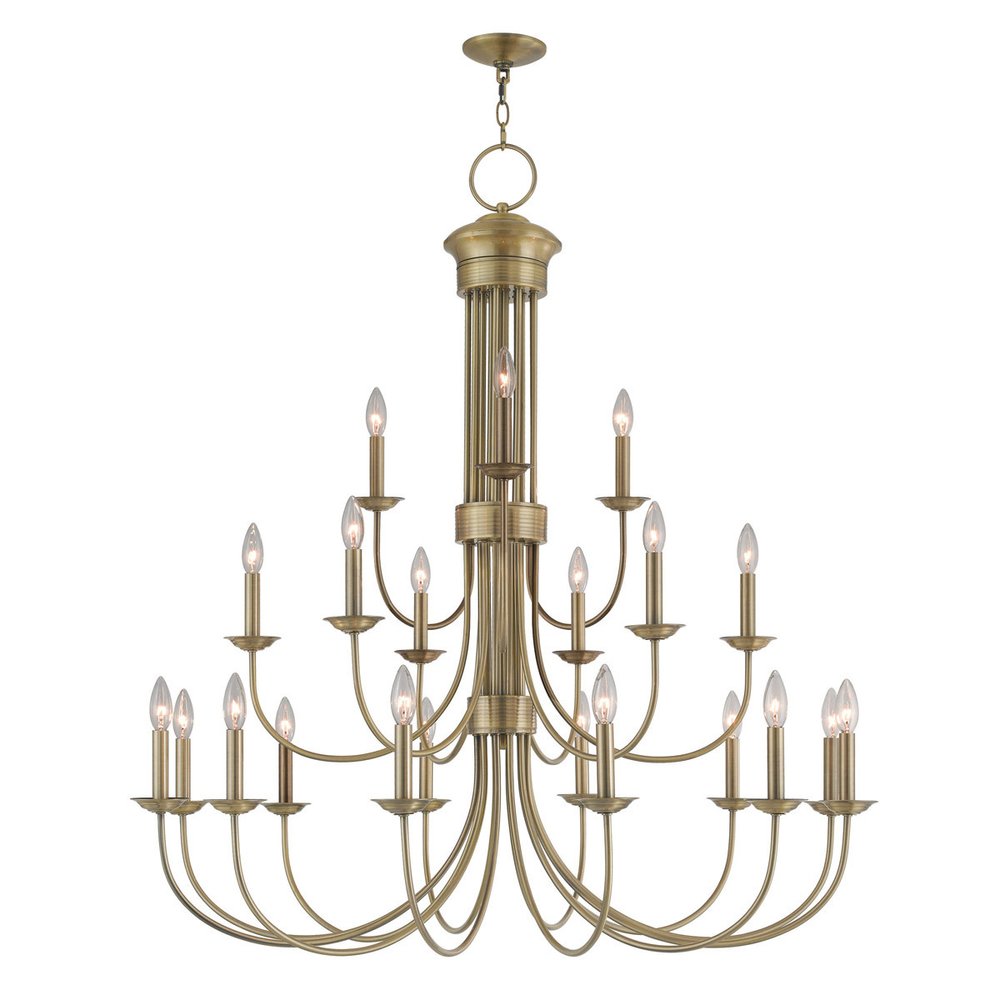 Antiqued Brass Multi Light Metal Dimmable Chandelier With Shades HomeRoots