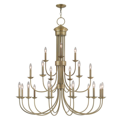 Antiqued Brass Multi Light Metal Dimmable Chandelier With Shades HomeRoots