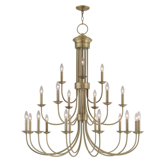 Antiqued Brass Multi Light Metal Dimmable Chandelier With Shades HomeRoots