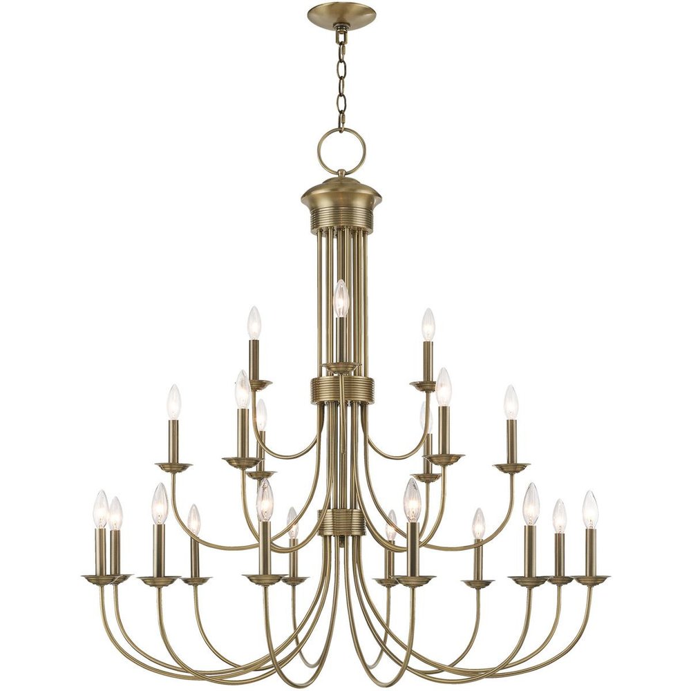 Antiqued Brass Multi Light Metal Dimmable Chandelier With Shades HomeRoots