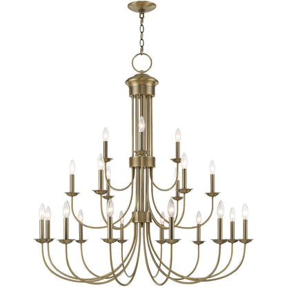 Antiqued Brass Multi Light Metal Dimmable Chandelier With Shades HomeRoots