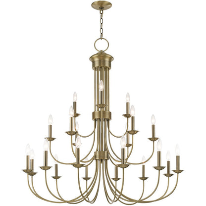 Antiqued Brass Multi Light Metal Dimmable Chandelier With Shades HomeRoots