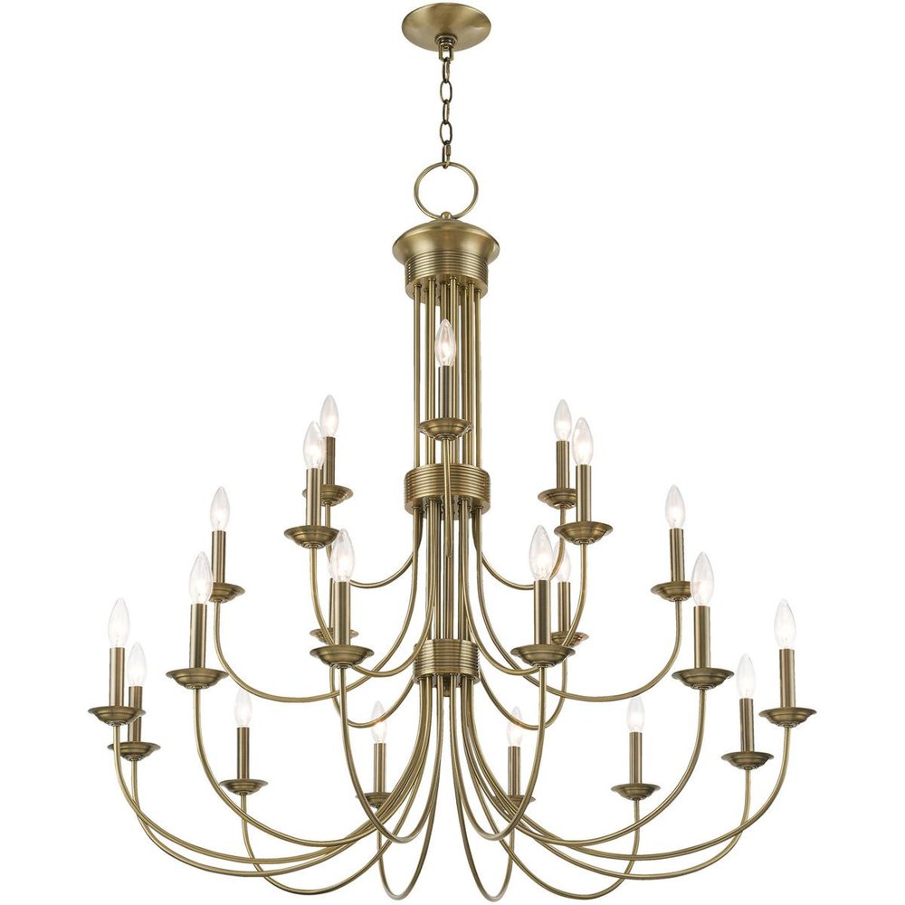 Antiqued Brass Multi Light Metal Dimmable Chandelier With Shades HomeRoots