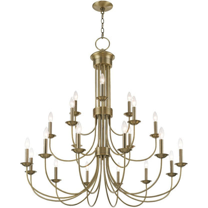 Antiqued Brass Multi Light Metal Dimmable Chandelier With Shades HomeRoots
