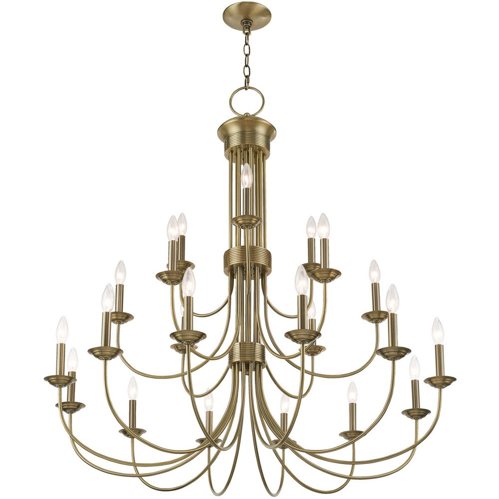 Antiqued Brass Multi Light Metal Dimmable Chandelier With Shades HomeRoots