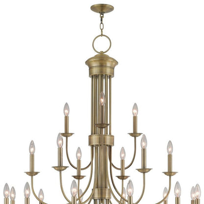 Antiqued Brass Multi Light Metal Dimmable Chandelier With Shades HomeRoots