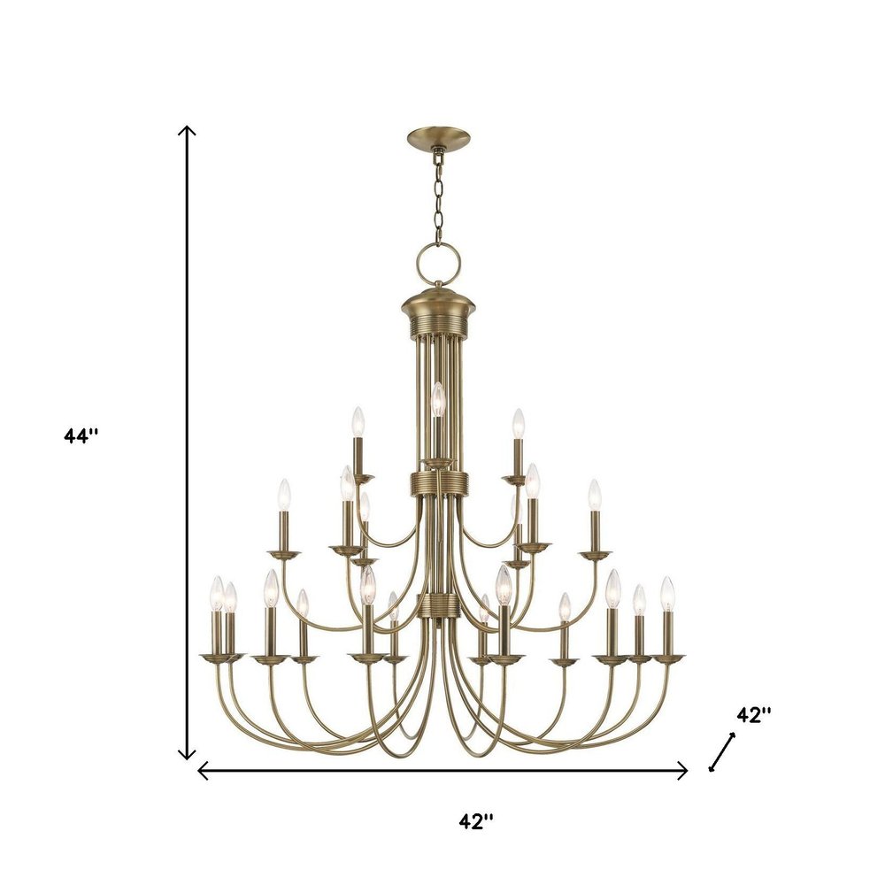 Antiqued Brass Multi Light Metal Dimmable Chandelier With Shades HomeRoots