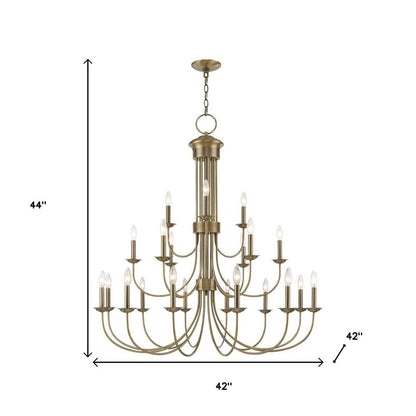 Antiqued Brass Multi Light Metal Dimmable Chandelier With Shades HomeRoots