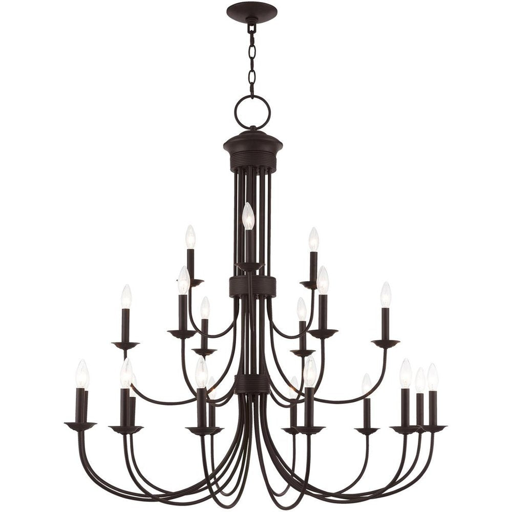 Bronze Multi Light Metal Dimmable Chandelier With Shades HomeRoots