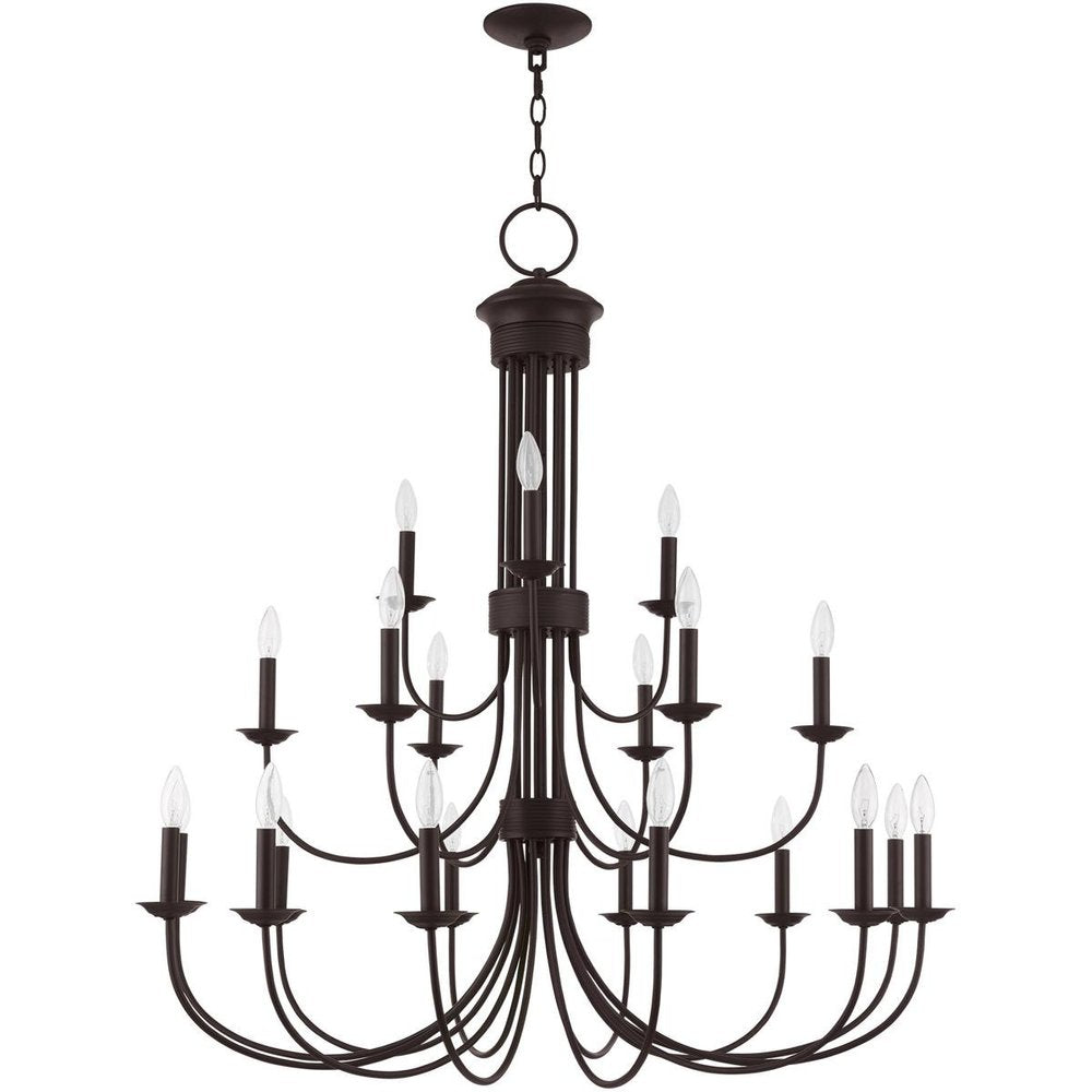 Bronze Multi Light Metal Dimmable Chandelier With Shades HomeRoots