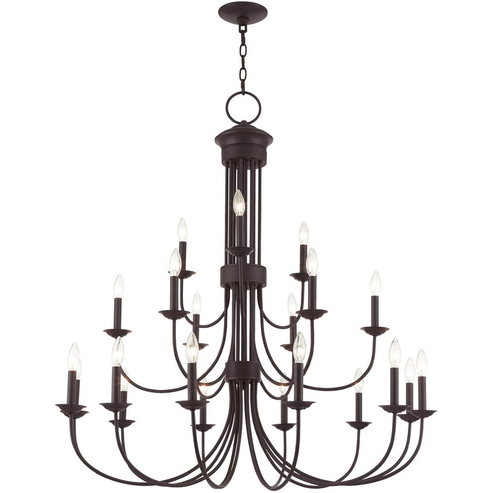 Bronze Multi Light Metal Dimmable Chandelier With Shades HomeRoots