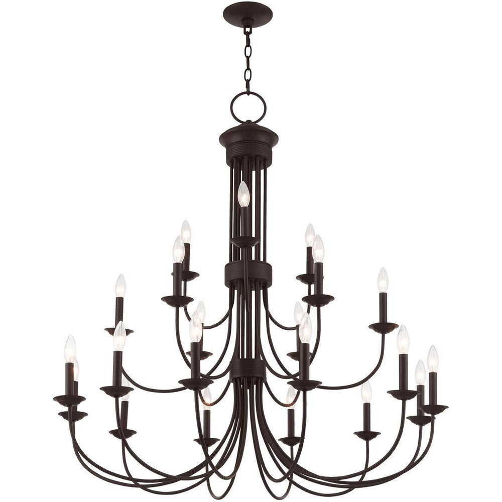 Bronze Multi Light Metal Dimmable Chandelier With Shades HomeRoots