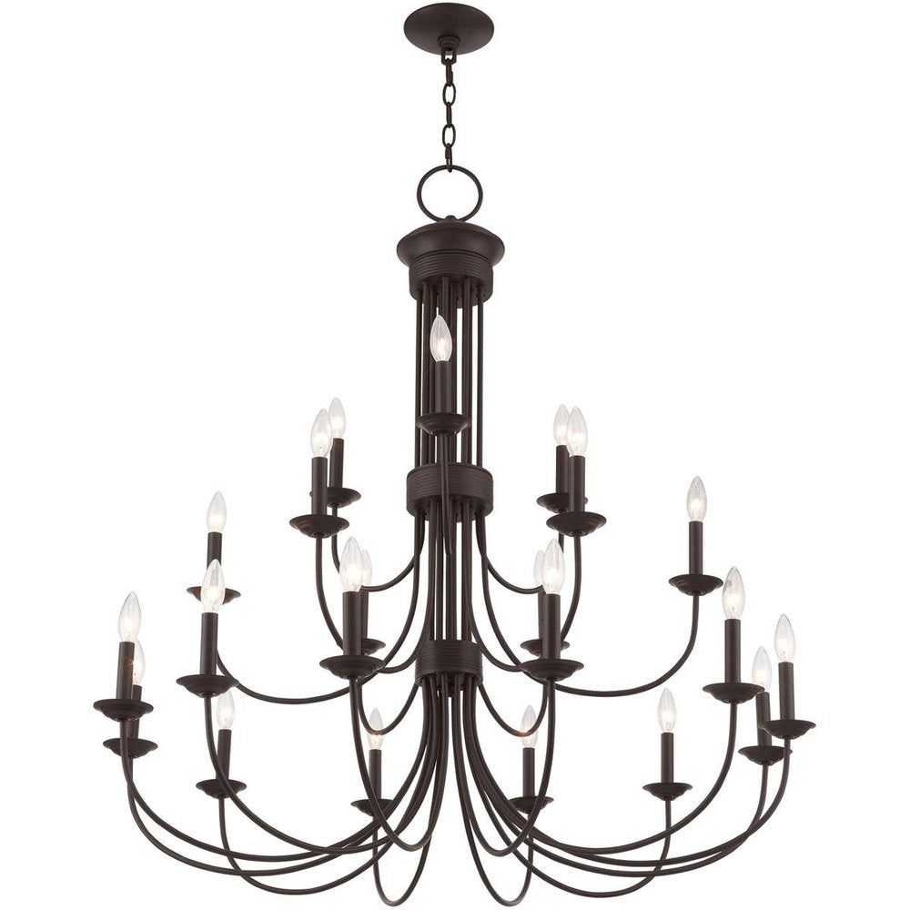 Bronze Multi Light Metal Dimmable Chandelier With Shades HomeRoots