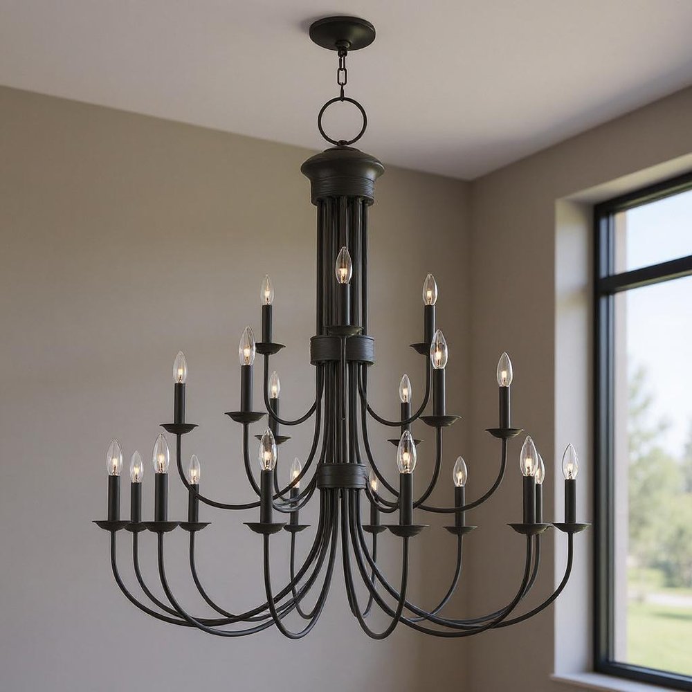 Bronze Multi Light Metal Dimmable Chandelier With Shades HomeRoots