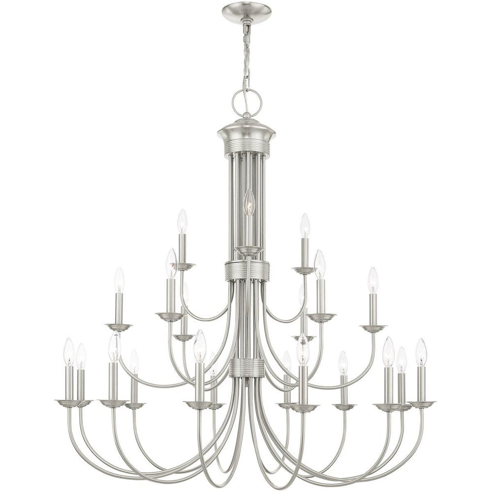 Nickel Multi Light Metal Dimmable Chandelier With Shades HomeRoots