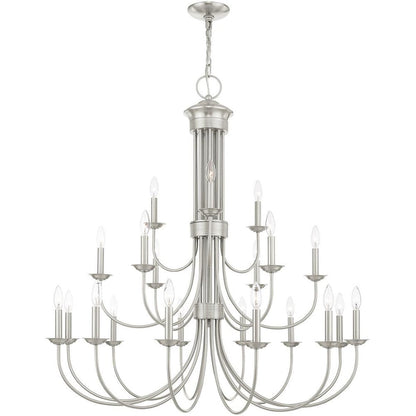 Nickel Multi Light Metal Dimmable Chandelier With Shades HomeRoots