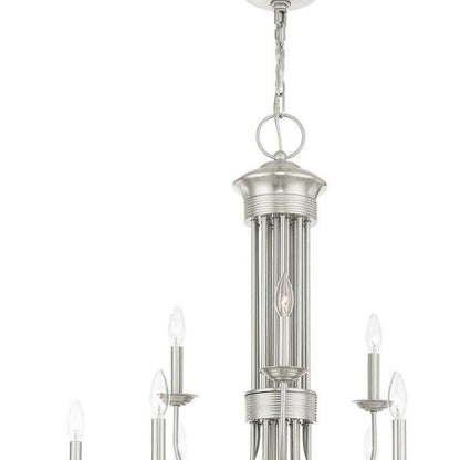 Nickel Multi Light Metal Dimmable Chandelier With Shades HomeRoots