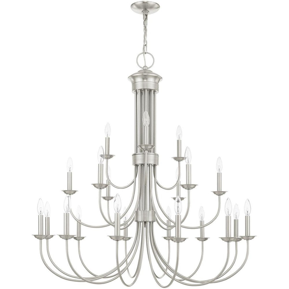 Nickel Multi Light Metal Dimmable Chandelier With Shades HomeRoots