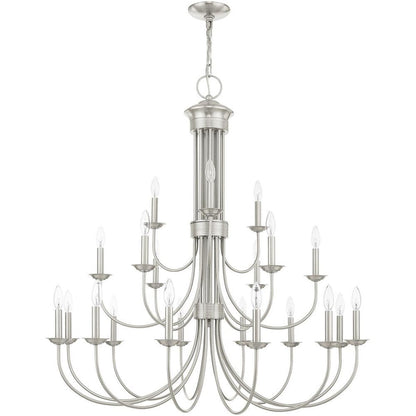 Nickel Multi Light Metal Dimmable Chandelier With Shades HomeRoots