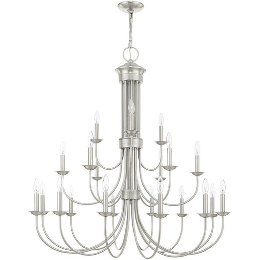 Nickel Multi Light Metal Dimmable Chandelier With Shades HomeRoots