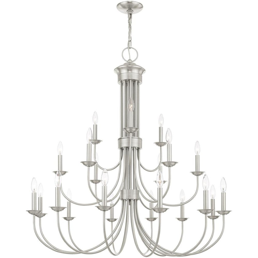 Nickel Multi Light Metal Dimmable Chandelier With Shades HomeRoots
