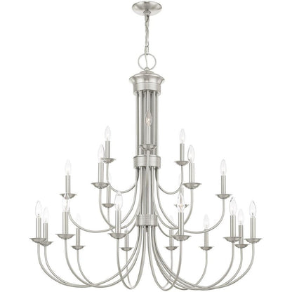 Nickel Multi Light Metal Dimmable Chandelier With Shades HomeRoots