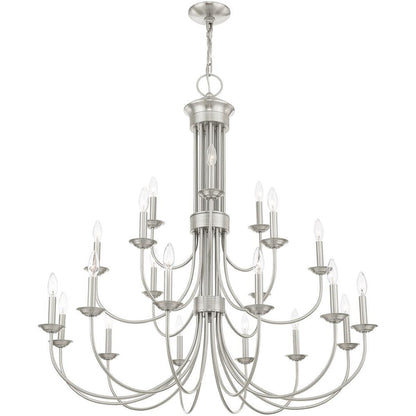 Nickel Multi Light Metal Dimmable Chandelier With Shades HomeRoots